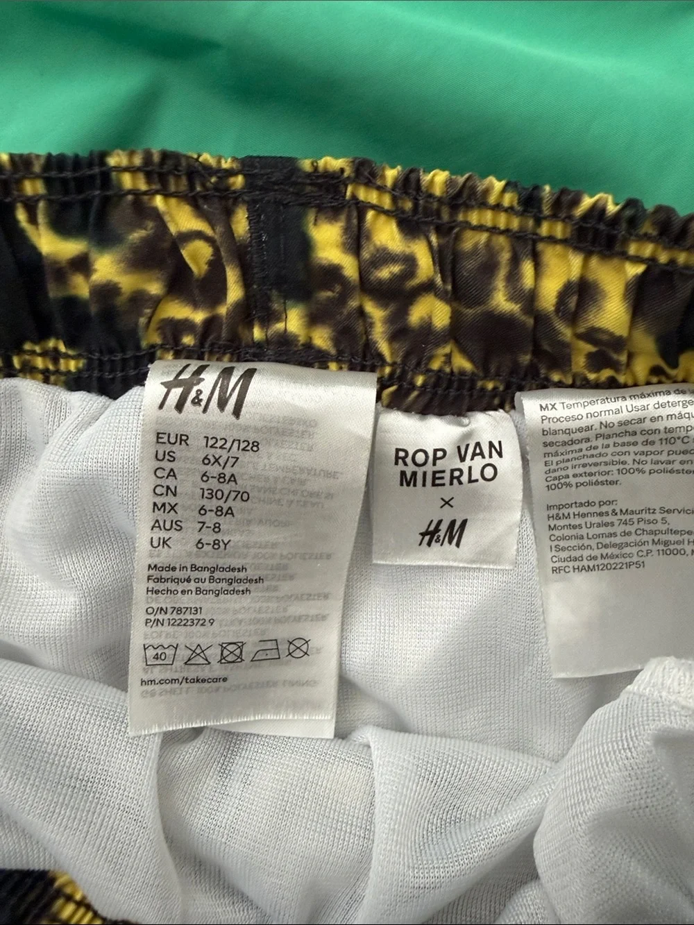 H&M Boys Trunks 2Pk - Mint Green Swim Short & Leopard Rop Van Mierlo Print